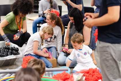 Photograph of young people in a workshop at Tate Modern