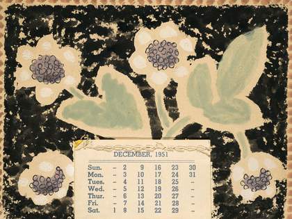 Vanessa Bell Hand-painted calendar done as Christmas gifts for friends 1951 two