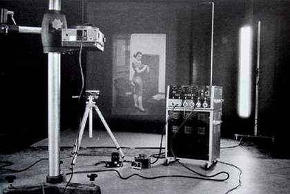 Studio during the shooting of Office at Night, 1986