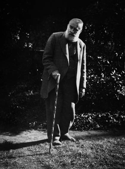 Walter Sickert in his garden at Bathampton, Somerset, c1938-42