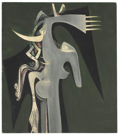 Painting showing an abstracted figure