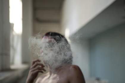 A person smoking